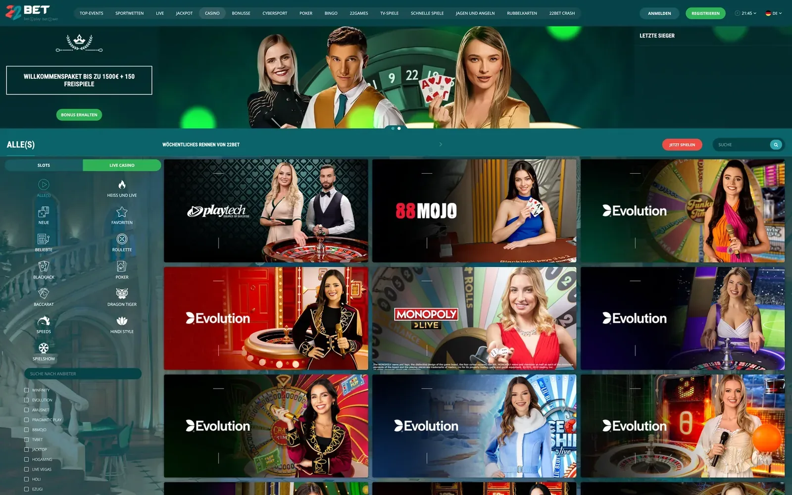 Plattform – 22Bet